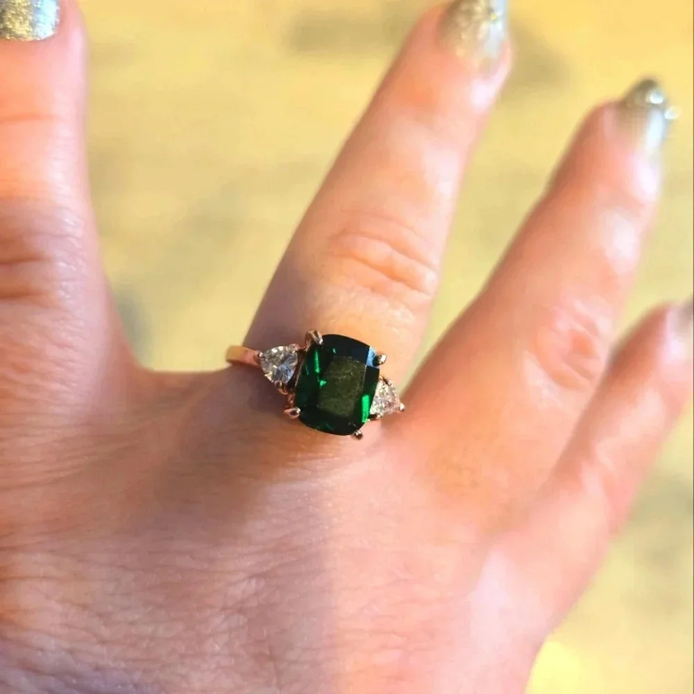 Women Zirconia Wedding engagement ring Art Deco